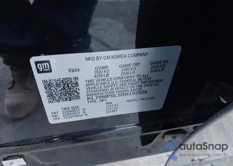 2024 Chevrolet Trailblazer Fwd Lt из США, поврежденный, VIN KL79MPSL5RB192526